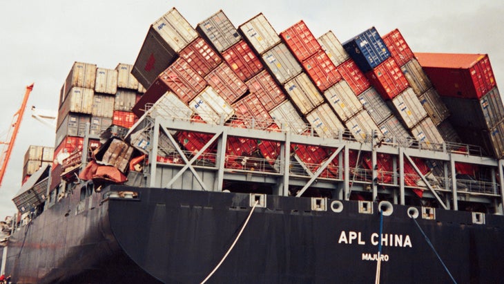 The APL China on the day it arrived in Seattle