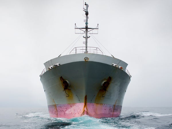 Bow of a container ship