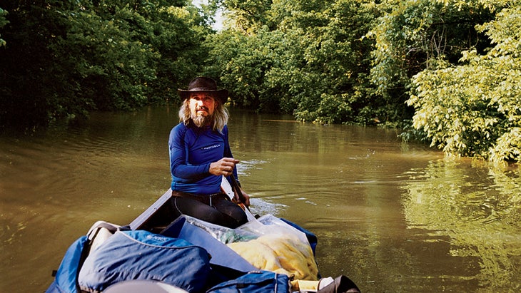 Guide John Ruskey canoeing the mississippi