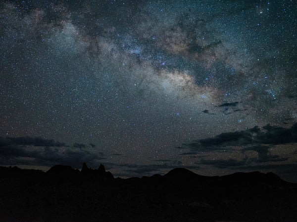 Low Angle View Of Silhouette Landscape Against Star Field At Night In Big Bend National Park
