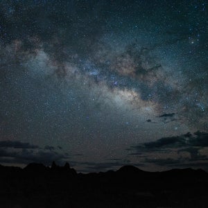 Low Angle View Of Silhouette Landscape Against Star Field At Night In Big Bend National Park