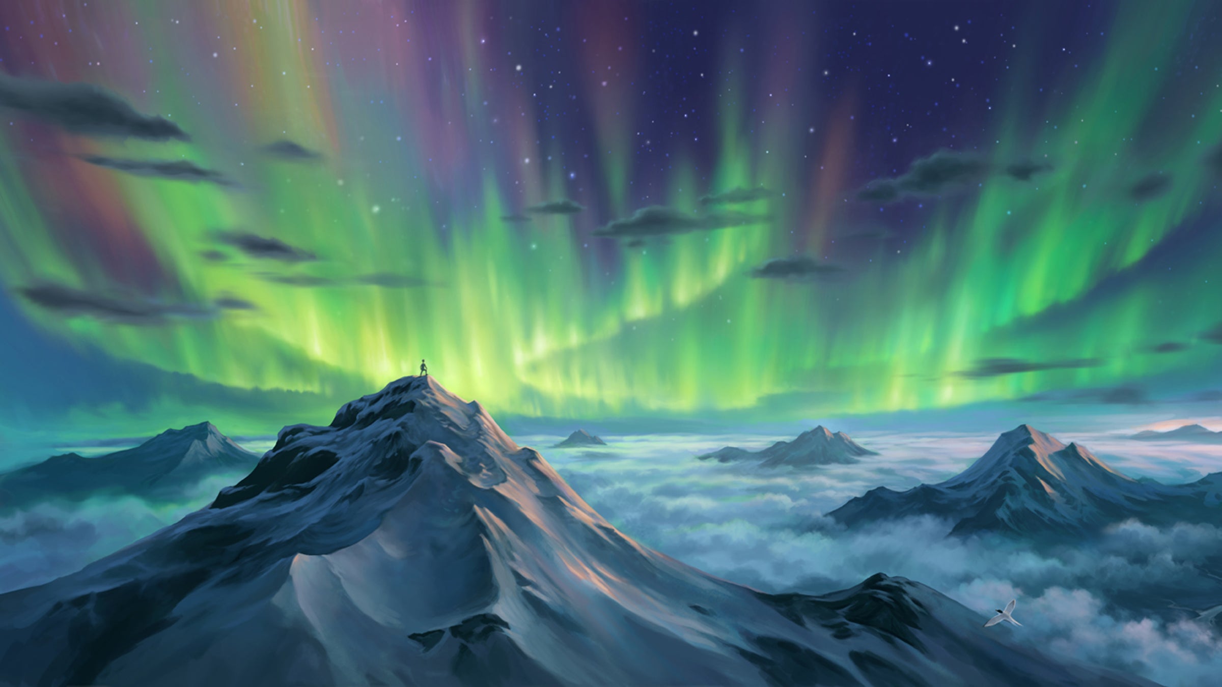 A scene from Chris Burkard's children's book, "The Boy Who Spoke to the Earth," illustrated by David McClellan.