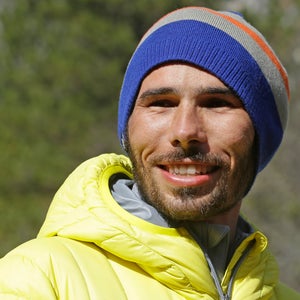 Jorgeson smiles during a news conference in El Capitan meadow after he and Caldwell's historic climb.