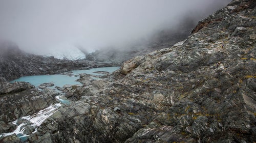 A team navigating across the foot of Brewster Glacier during the first day of the race. The scale of the terrain was incredible and at times daunting, especially for the racers.