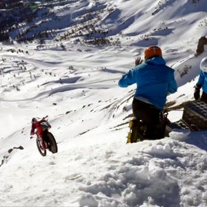 Barone rode down an icy slope on a special aerodynamic bike to break the record.