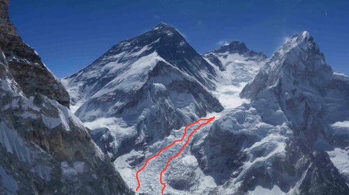 The line on the right is the new route; the line on the left is the route from last year.