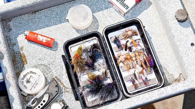 Joe's fly box. He smoked three packs of Marlboros per day.