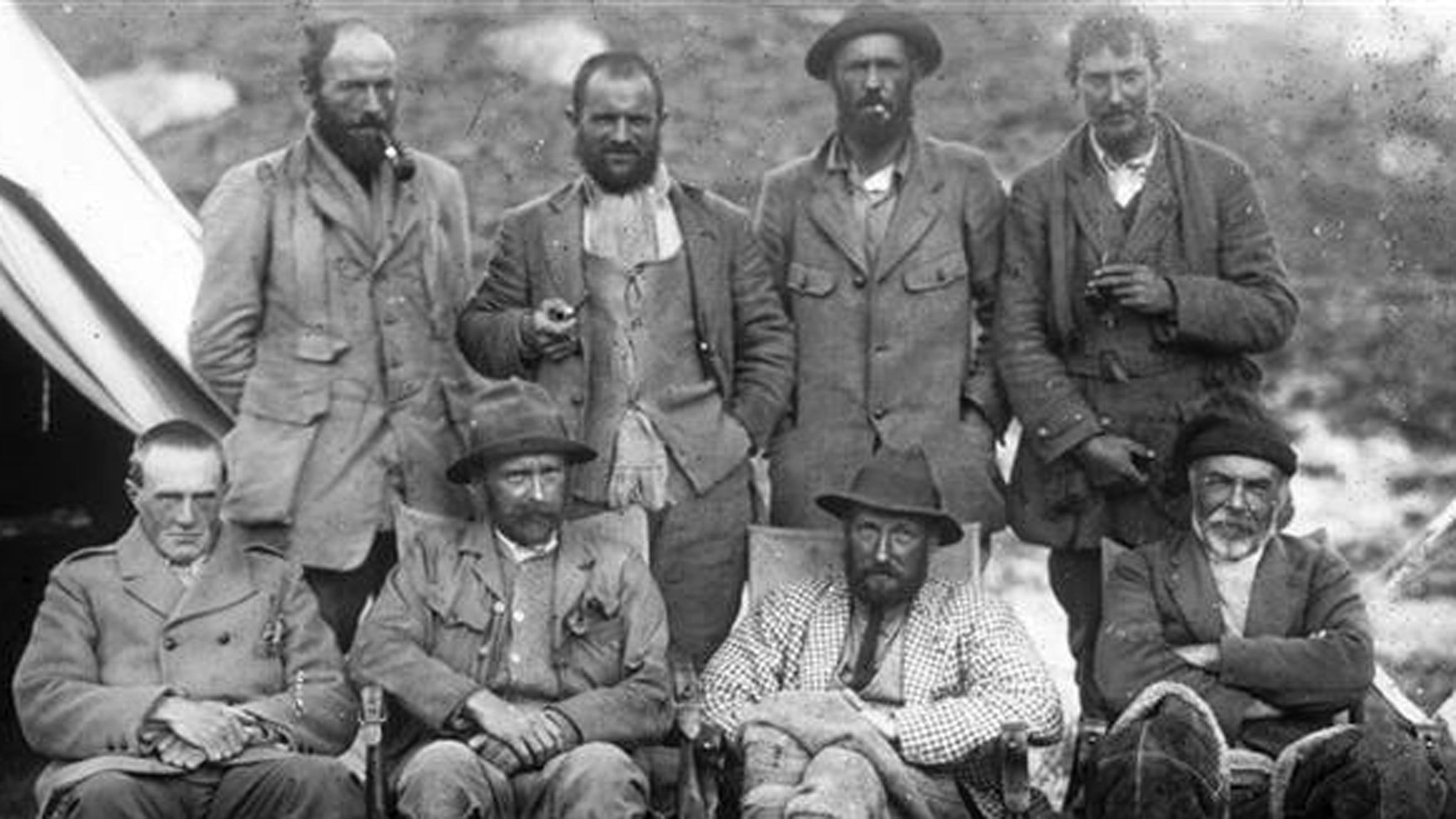 George Mallory (back row, far right) explored Everest with a group in 1921, but he died on the mountain in a 1924 expedition.