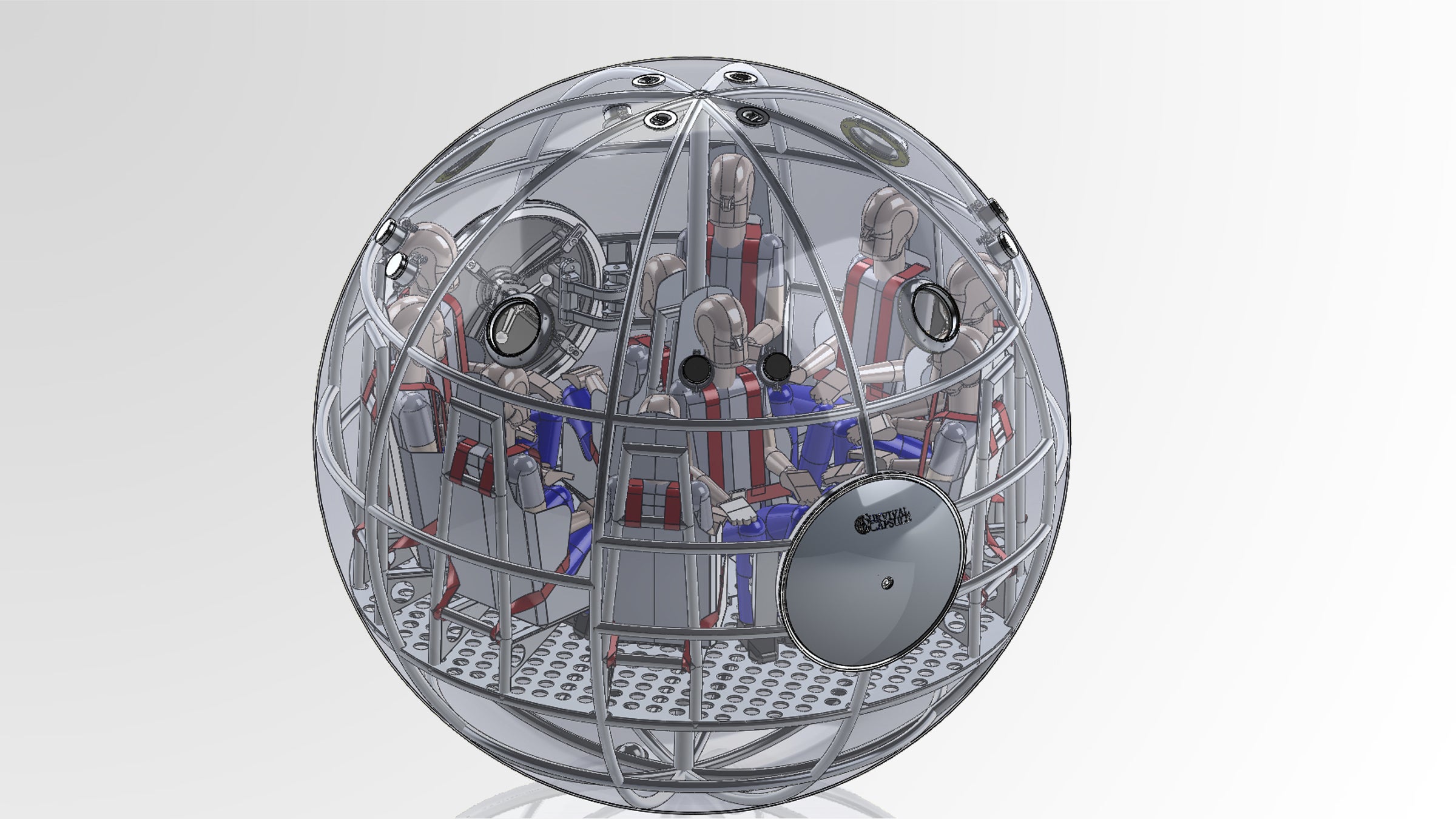 A concept design of the 10-person survival capsule.