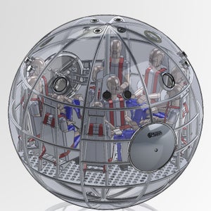 A concept design of the 10-person survival capsule.