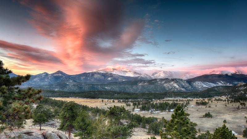 Sunrise over the Rocky Mountains.