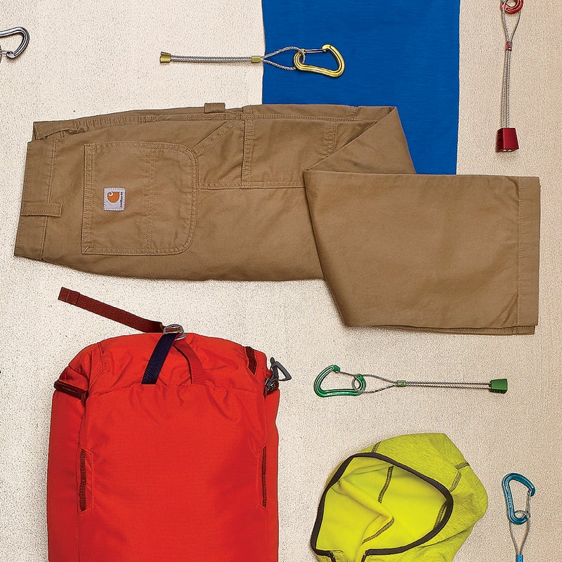 Carhartts ($43) are a mountain staple for one simple reason: they’re tough as nails. That makes them the perfect choice for scaling rough rock. A relaxed fit ensures plenty of room to high-step to the next hold. carhartt.com