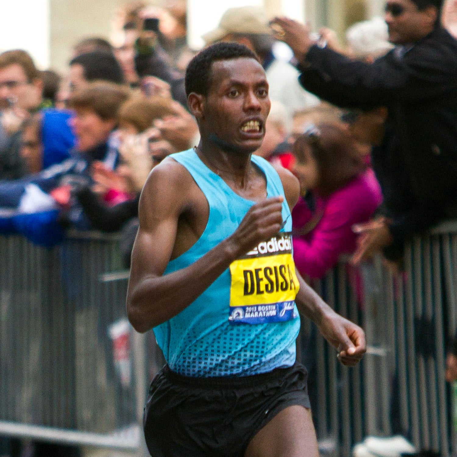Lelisa Desisa of Ethiopia won the men’s race at the 117th Boston Marathon on Monday, clocking in at 2 hours 10 minutes 23 seconds. This is only his second 26.2-mile race. (Micaela Bedell/BU News Service)