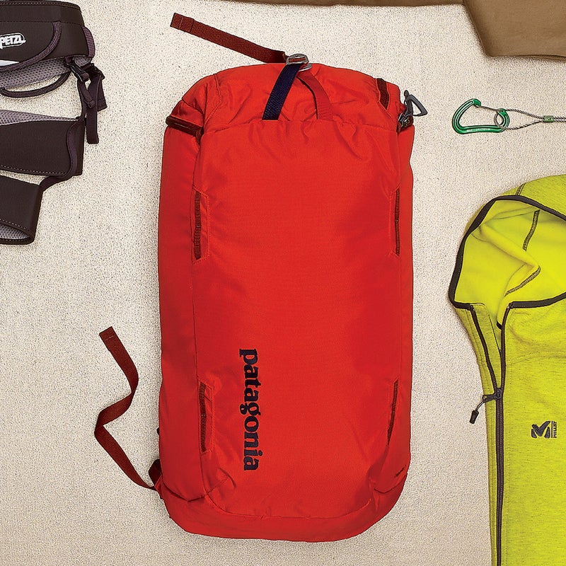 It looks like your basic top loader, but a zippered back panel lets you lay it flat and grab gear without unpacking. At 35 liters, it fits shoes, a harness, a layer, and snacks. $129, patagonia.com