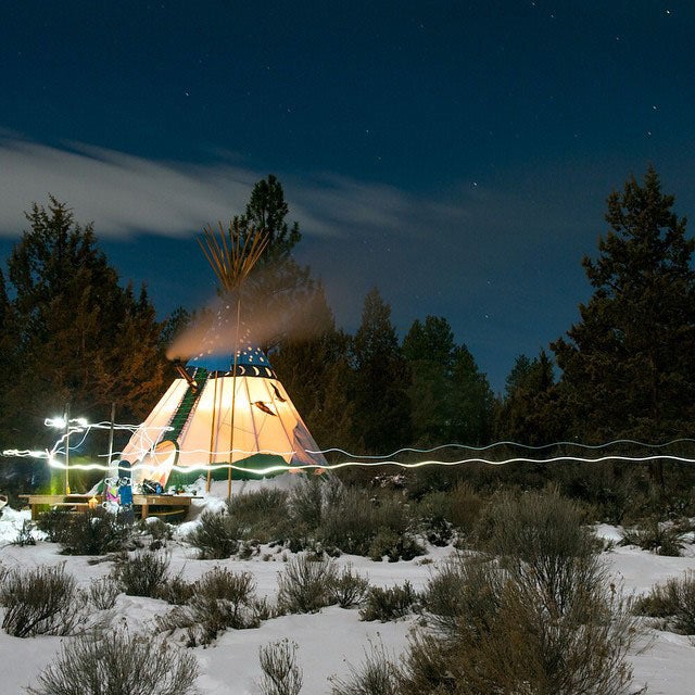 I’m drawn most to images that bring back fond memories. This photo was taken last New Year’s Eve in the backcountry outside of Bend, Oregon. I had an amazing afternoon snowshoeing in fresh powder overlooking the Three Sisters peaks. We made it back to our friend’s teepee by nightfall and started unloading gear in the below-zero temperatures. I took this long exposure serenaded by a pack of coyotes as the rest of my friends made a roaring fire inside and raised glasses to the New Year.