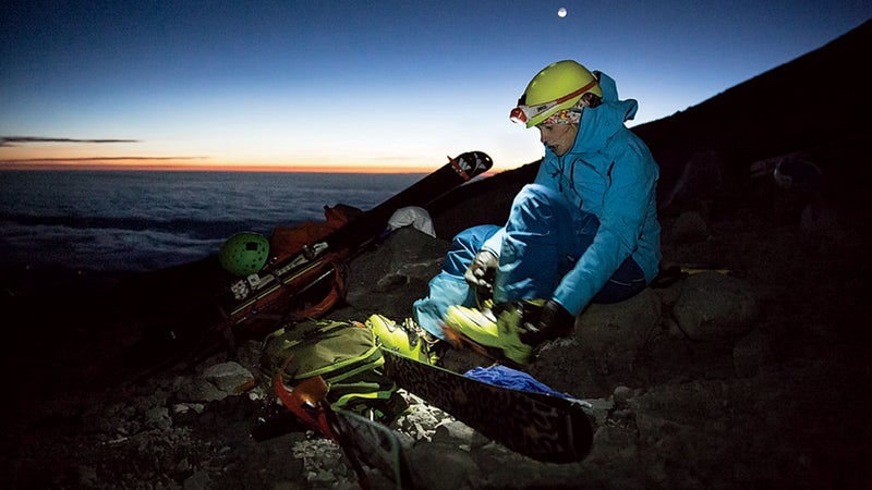 Gleich donning crampons.