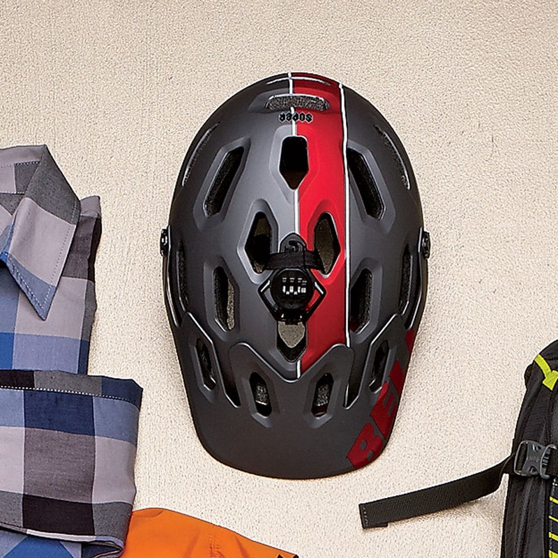 The Super’s ($200) clever design crosses a high-coverage trail lid and a full-face downhill helmet with a removable chin piece. Throw the mouth guard in your pack on the way up, then snap it into place for the descents. bellhelmets.com 