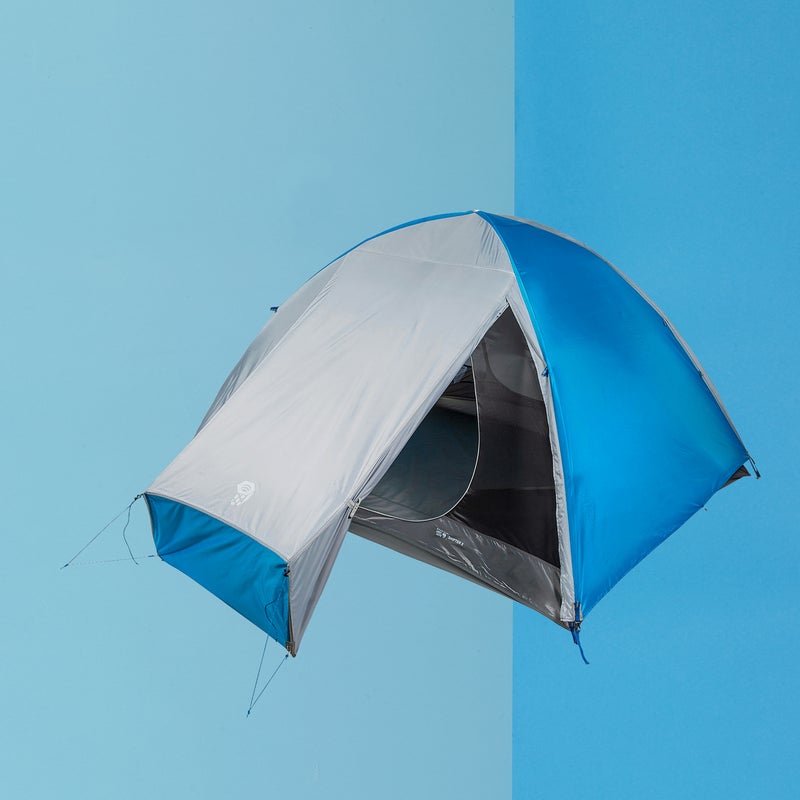 Best For: Backpackers on a budget.  
The Test: This tent ($199) is all about value and simplicity. It takes less than five minutes to set up the two-pole dome, casting plenty of room for two. Burly fabrics and an almost to-the-ground shape-shifting fly stood up to 30-mile-per-hour winds with barely a flutter. And while the weight won’t win you any bragging rights, it won’t break your back, either. Our only beef: while the two vestibules are plenty roomy, the doors are a bit small. Still, “It’s the tent I’ll be using right up until it snows,” says a smitten mountaineer. “It’s nearly perfect.”  
The Verdict: No carbon-fiber stakes or fancy fabrics, just a solid tent and a screaming deal. 4.9 lbs; mountainhardwear.com  
Livability: 4 
Sturdiness: 4.5
