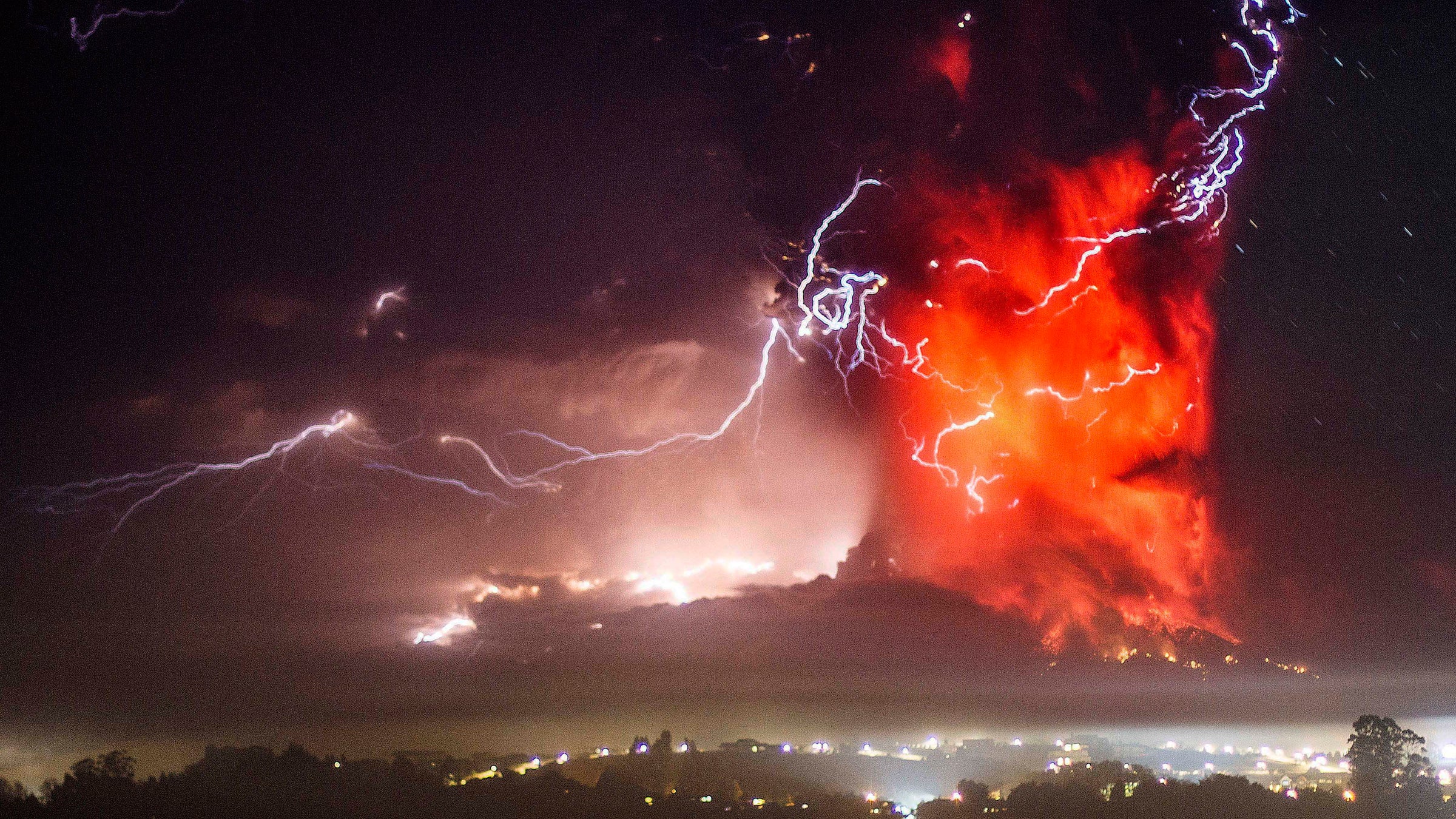 The Calbuco volcano erupts near Puerto Varas, Chile, on April 23, 2015.