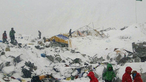 Everest Base Camp after the avalanche.