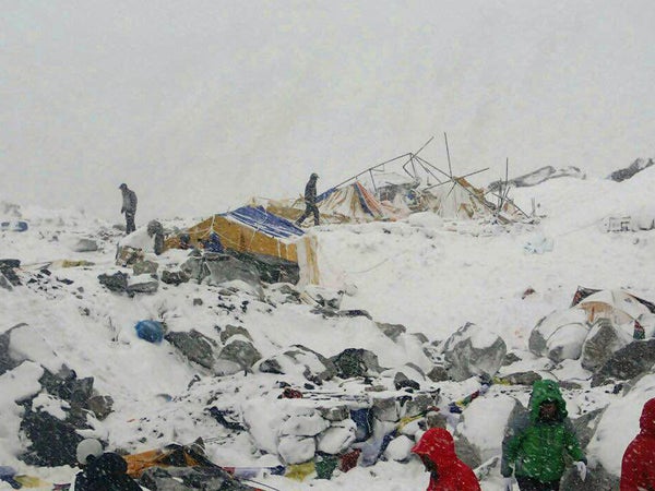 Everest Base Camp after the avalanche.
