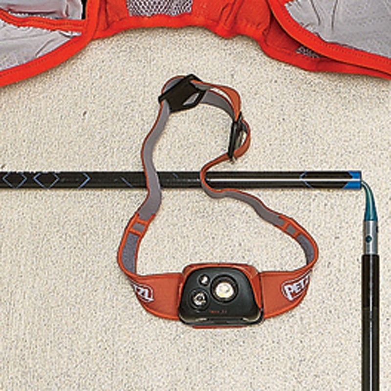 While it feels a touch harsh on a bare brow, the 4.1-ounce Tikka ($80) is still our lightweight torch of choice for evening and dawn-patrol missions, thanks to its brilliant 170-lumen flood and the ingenious auto-dim feature when you point it at your feet. petzl.com