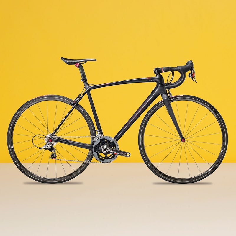 Best For: Climbing like Contador. The Test: “This bike is basically mechanical doping,” exclaimed one tester. Trek’s new superbike ($15,750) weighs an astonishing 10.3 pounds, thanks to its gossamer parts. Some, like the SRAM Red 22 drivetrain and the Bontrager Speed Stop direct-mount brakes, are outstanding. Others, including the tubular wheels with 22-millimeter tires and the integrated bar and stem combo, feel so light they might snap. But the frame is as low-slung and fast as a fighter jet, and it proved surprisingly capable on descents. The Verdict: Amazing. But you can save almost $8,000 and get the Émonda SLR 8, which pairs the same frame with sturdier parts and still weighs in at just 13.6 pounds.10.3 lbs; trekbikes.comHandling: 4Comfort: 3.5