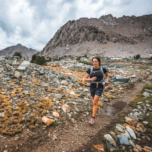 Jenn Shelton descends from Forester Pass (13,200 ft) on day one of her Fastest Known Time attempt on the John Muir Trail, California. If you want to take on an ultra, you should take her advice.