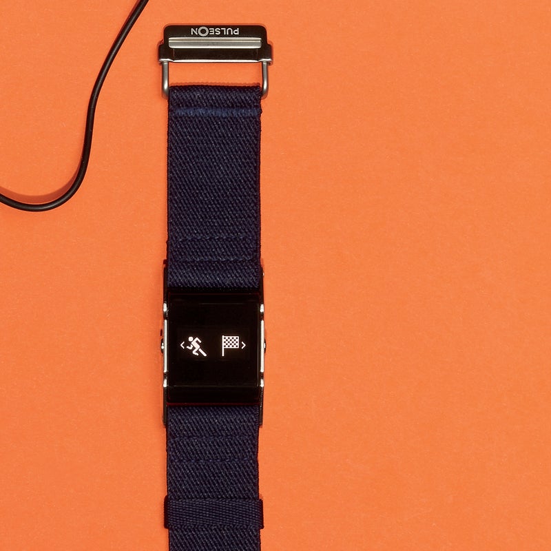 Best For: Talking with your fitness apps.
The Test: Most wearables are rigged to get you to use their own proprietary apps—they’ll communicate with Strava or MapMyRun only once you’ve jumped through a bunch of technical hoops. By contrast, the tiny PulseOn ($199) (the screen is the size of a postage stamp) is agnostic: out of the box, it works with any fitness app that accepts Bluetooth heart-rate data. It’s also exceptionally accurate and comes equipped with a long elastic strap, so you can wear it on your forearm. Want to leave your phone at home? It can store heart-rate data but not pace or distance.
The Verdict: A stripped-down heart-rate monitor for your wrist. pulseon.com
Ease of Use: 4
Accuracy: 5