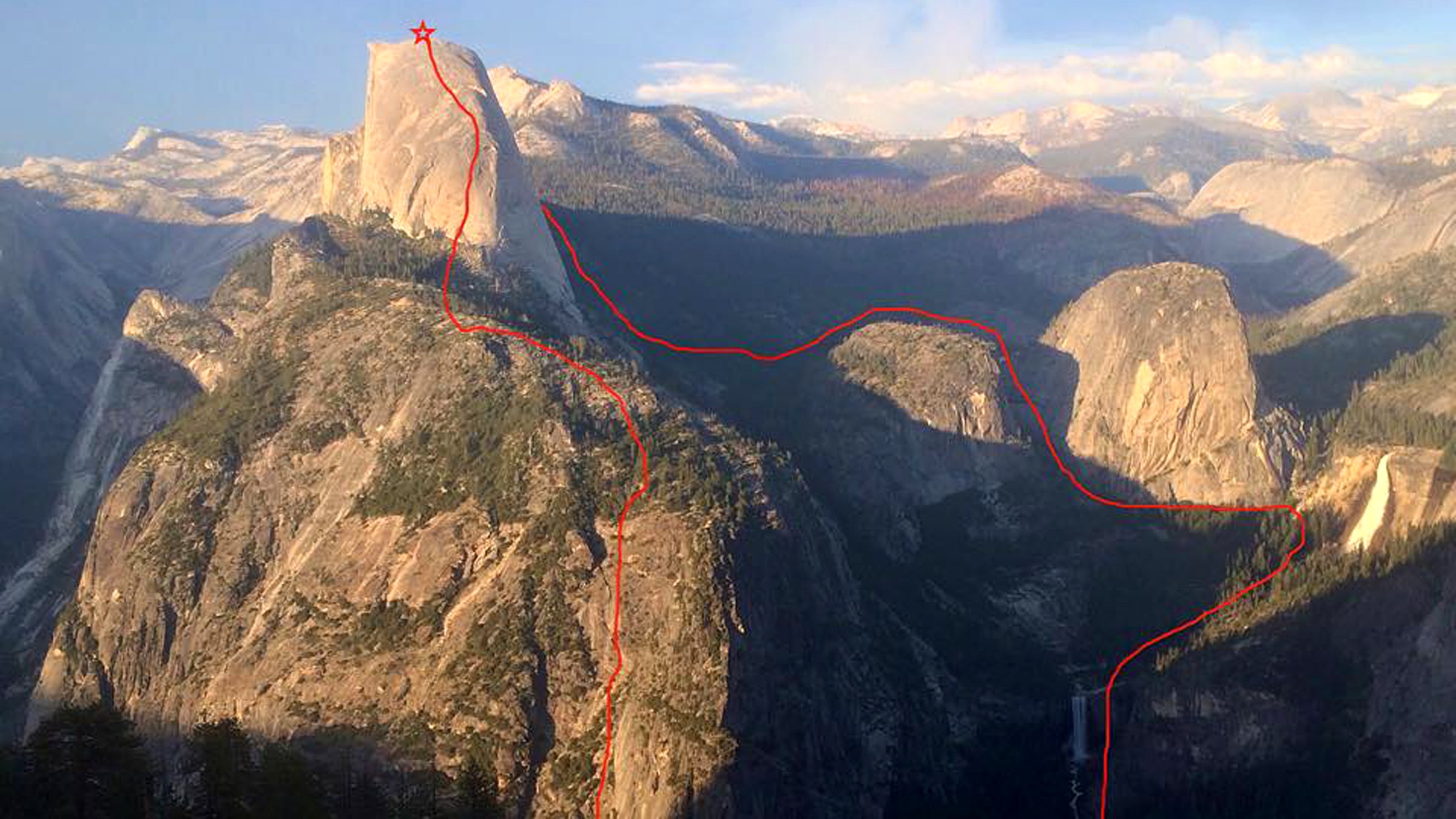 Dean Potter shared this map of his FKT route, which he completed in two hours, 17 minutes, and 52 seconds.