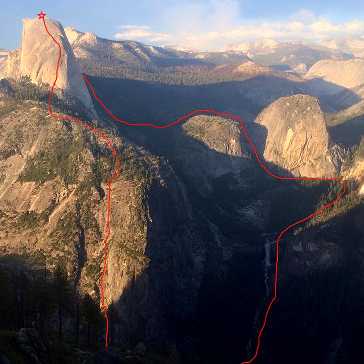 Dean Potter shared this map of his FKT route, which he completed in two hours, 17 minutes, and 52 seconds.