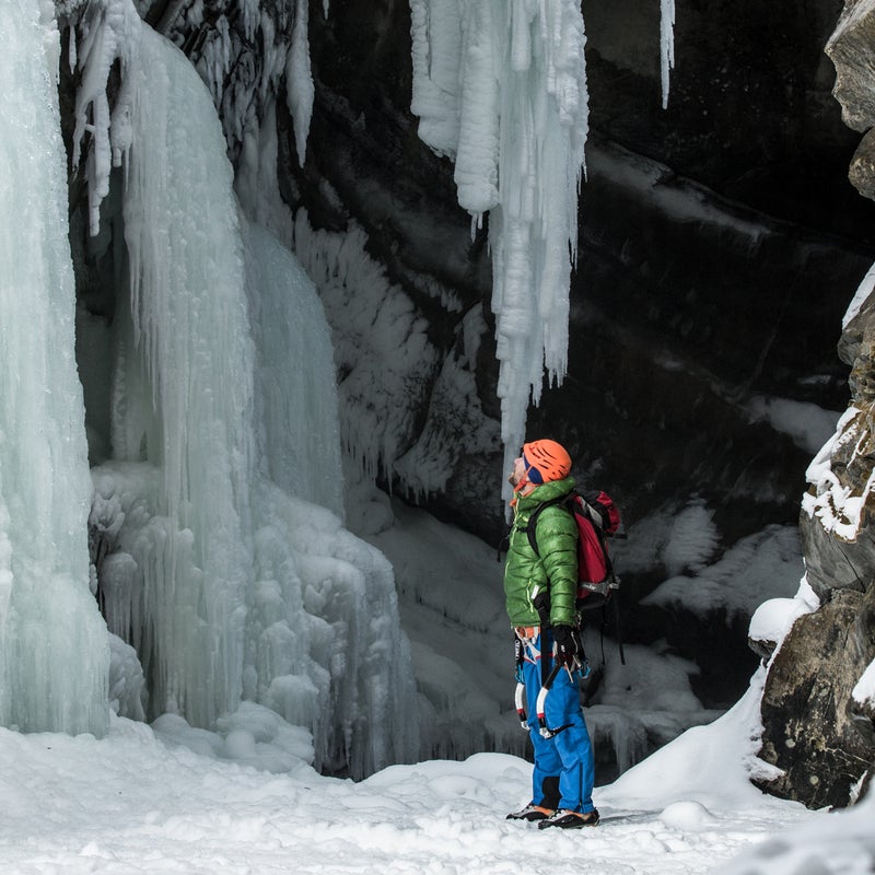 Gordon McArthur ice climbing in the Bull River outside Cranbrook, BC.