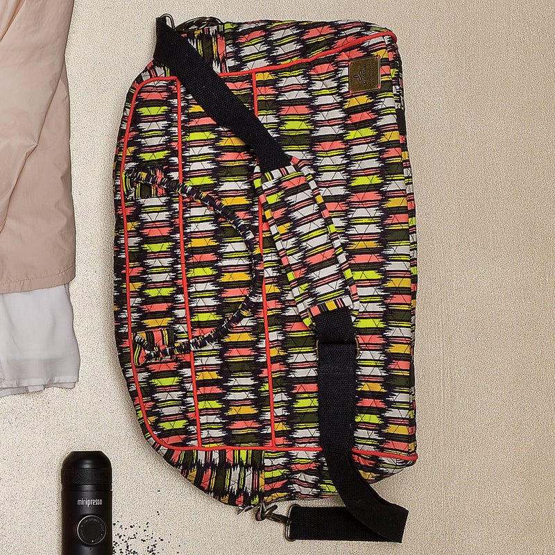 The Bhakti Weekender ($80) has eight interior and four exterior pockets, and the padded straps are easy on the shoulders. The quilted cotton makes stashing a cinch. prana.com