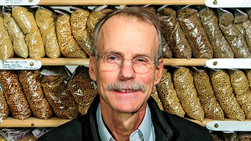 USDA scientist Rick Barrows with his fish feed in Montana.