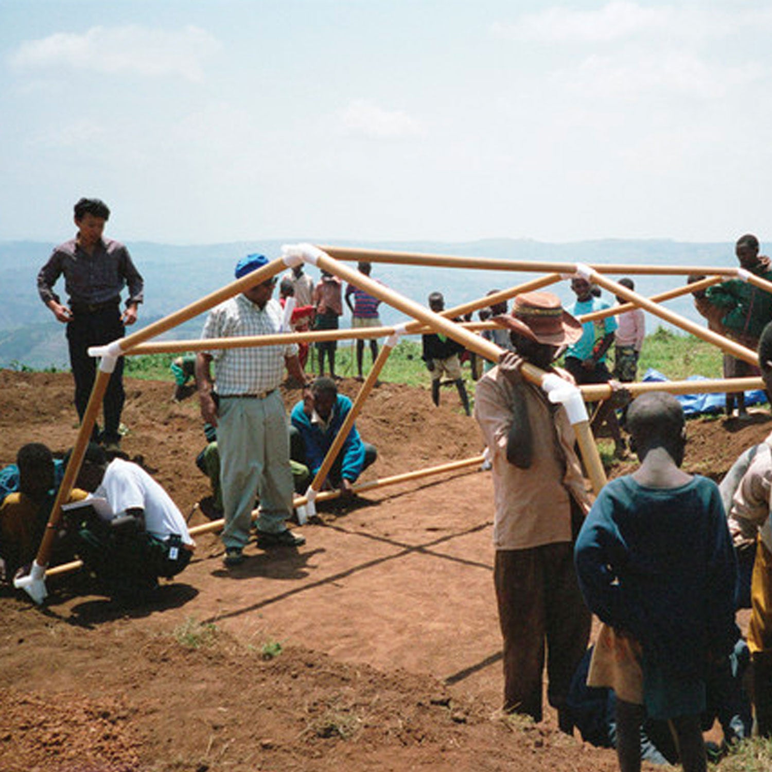 Shigeru Ban first built paper emergency shelters in 1994 for Rwandan refugees.