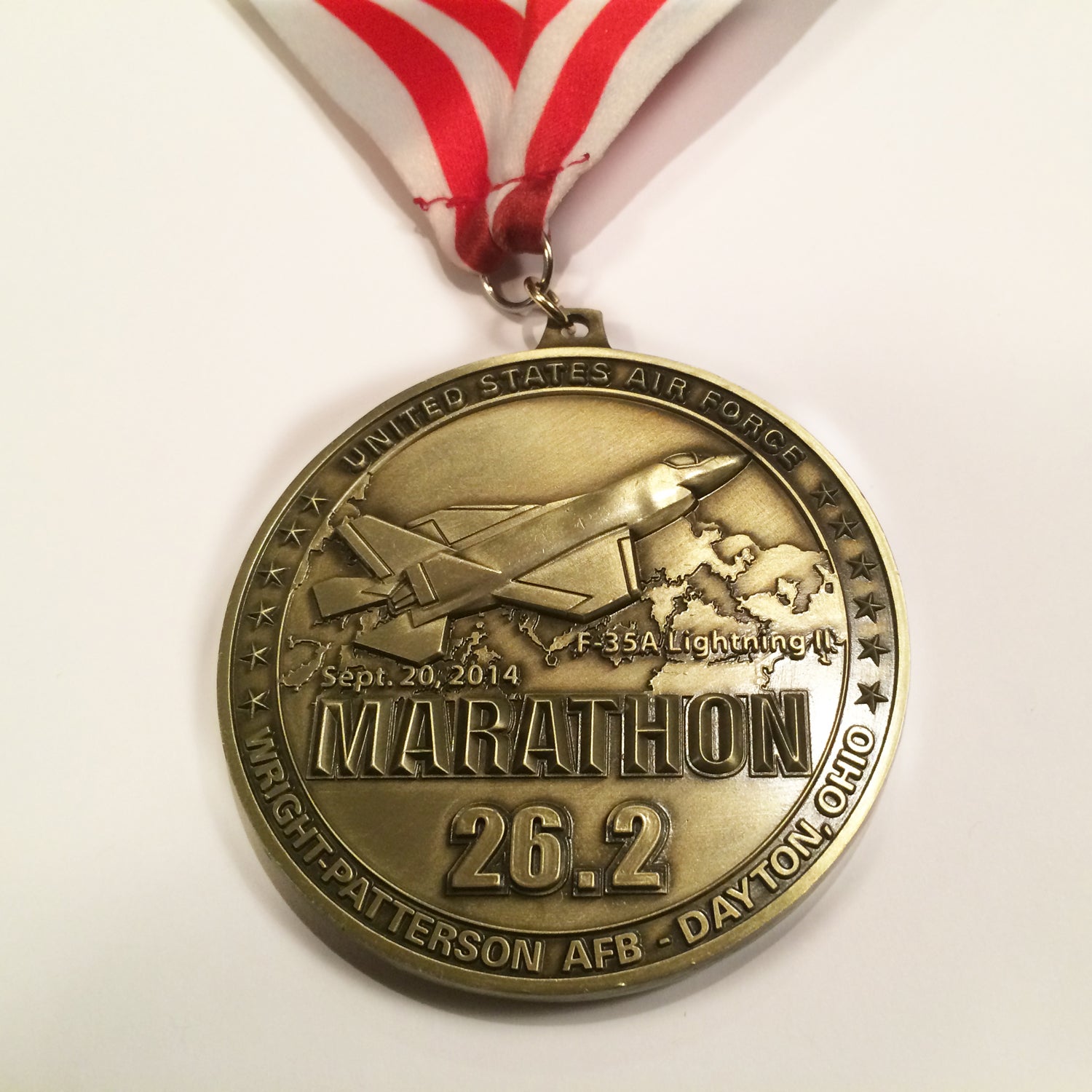 Solera: Nothing says raw power like a fighter jet. Every year, the Air Force Marathon features a different military plane on its medal and promotional materials, and every year the medal is a crowd favorite.
