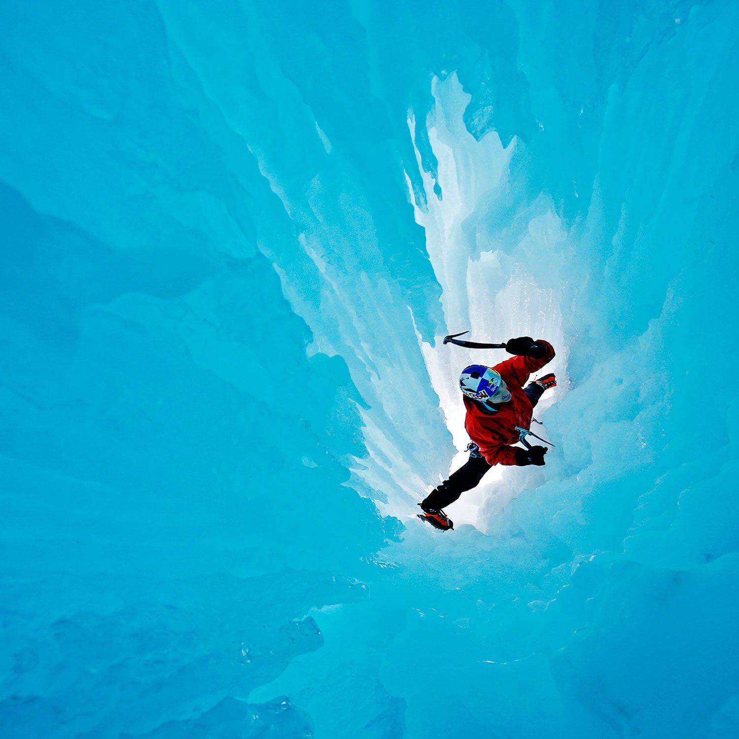 Canmore-based ice climber and paraglider Will Gadd, 48, makes his way up a feature he and Chin dubbed “the birth canal” in the Ghost River Wilderness. Warm conditions soaked the pair during an afternoon climb, but, thankfully, Chin’s camera revived after conking out.