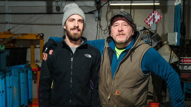Mussel farmers Matt (left) and Gary Moretti in Portland, Maine.
