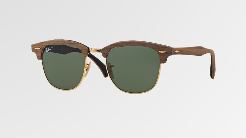 The Ray-Ban Clubmaster Wood features one of three different types of wood across the bridge.