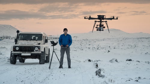 The iPhone 6+ was the first to go up in the drone. I affixed the Moment 18mm lens, pushed the throttle forward, and watched the system lift off into the evening sky. The smartphone flew around for about 10 minutes before I could no longer handle the cold. I was surprised that the iPhone was still recording when it landed, with temperatures hovering about negative 37 degrees Fahrenheit.
Trips like this aren鈥檛 easy to pull off because of how challenging it is to reach each location. The Defender 110 (provided by my sponsor Land Rover) connected all the dots to make these photos possible. I aim to present a beautiful and interesting image, but it鈥檚 often hard to show how much work goes into making that one shot. Pictured: Near Grindavik.