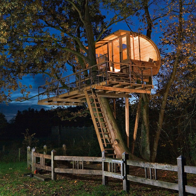 As children, if not as adults, we all dreamed of having a tree house. It didn’t have to be much, just a structure elevated slightly off the ground that could serve as a backyard escape. Well, it’s never too late to fulfill that dream. If you don’t know where to start, you can find inspiration in these two coffee table books from publishers Dom and Taschen. These beautiful and simple designs are sure to get you making sketches of your own.Photo: Views in all directions from this structure in Osnabruck, Germany give people inside a connection with nature as well as a sense of protection as they hover above the ground. An intermediate terrace rests just a meter below the main structure.