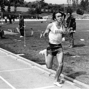 Steve Prefontaine breaks the tape with a time of 59.1 to win the One-Mile Run in the Fourth Pacific-8 Conference Dual Meet between the Oregon Webfoots and the UCLA Bruins in Los Angeles, April 24, 1971. This weekend marks the 40th anniversary of Prefontaine's death.