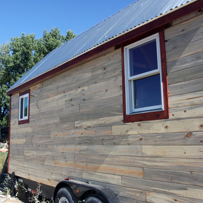 Smith and Mueller chose beetle-kill wood for their siding. The lumber is cheap and plentiful (pine beetles have ravaged hundreds of thousands of acres of Colorado’s lodgepole pines) and has a cool blue tinge. Because you’re using a trailer as your base, make sure the siding is flush with the back of the wheel wells.