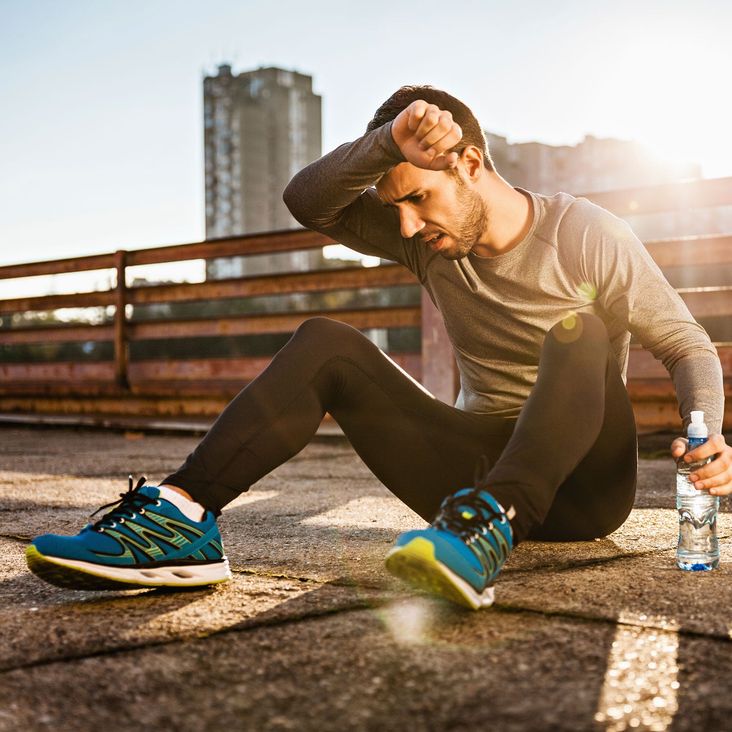 Sweat on skin. Sweaty woman after gym workout, heavy cardio or fat