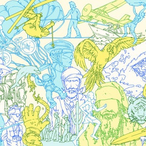 Living bravely in the 21st century, visualized: There's an element from every single Adventure Library pick in this image.   Illustration by Eric Nyquist