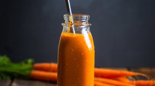 A carrot shake with turmeric provides protein and an antioxidant boost.