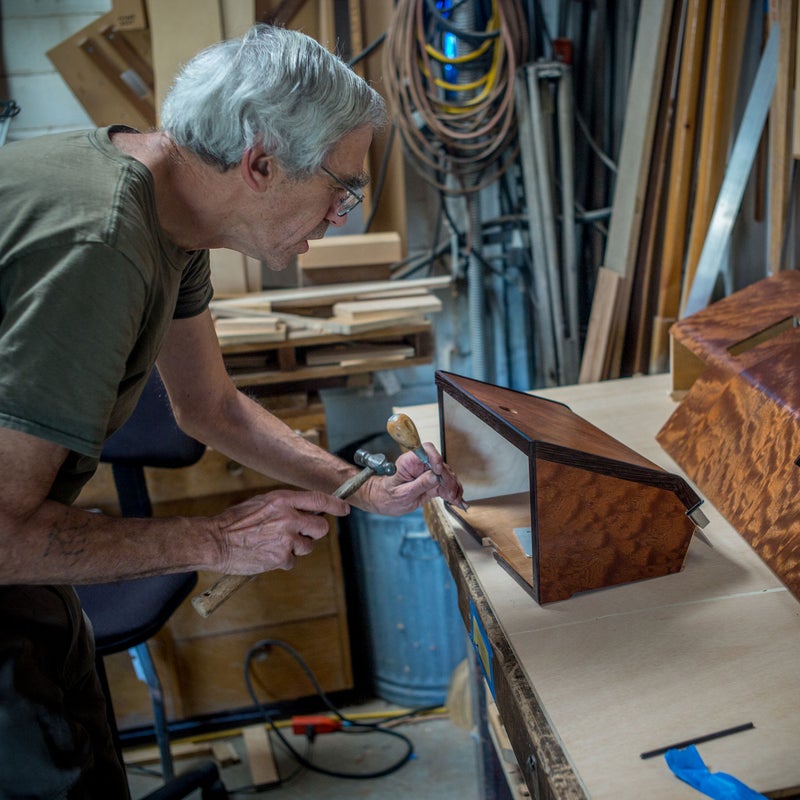 Well over 200 hours of labor have gone into the custom-wood interior. Carpenters Steve Levinson and Richard Draut did most of the work.