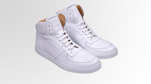 The leather on Epaulet's basketball sneakers comes from Italy's Gruppo Mastrotto tannery.