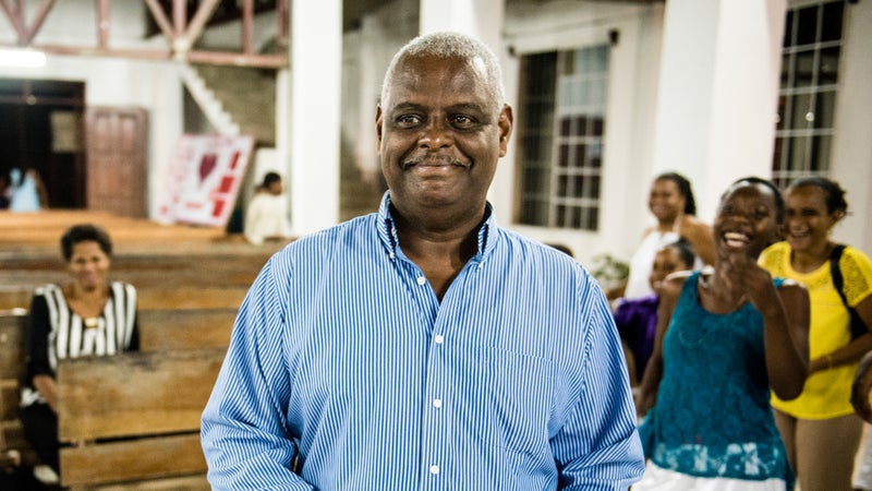 Pastor Rayfield Hodgson at the Maranatha Vineyard Church.