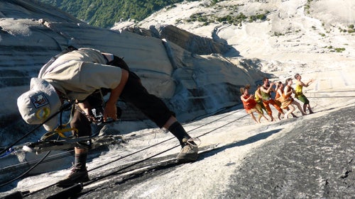 Rigger and cameraman James Adamson lowers himself into uncomfortable positions to get the perfect shot. He鈥檚 often in the perfect spot to get stepped on, whacked by flying limbs, and have his rope plucked like a guitar string. Adamson says the hardest part is keeping his knees out of the shot and his legs from going to sleep while crouching against the wall. Click here to watch Rudolph and Melecio Estrella dance with Adamson crouched between them.